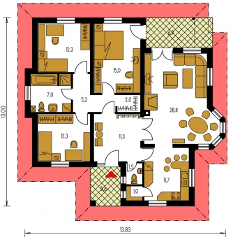 Floor plan of ground floor - BUNGALOW 84